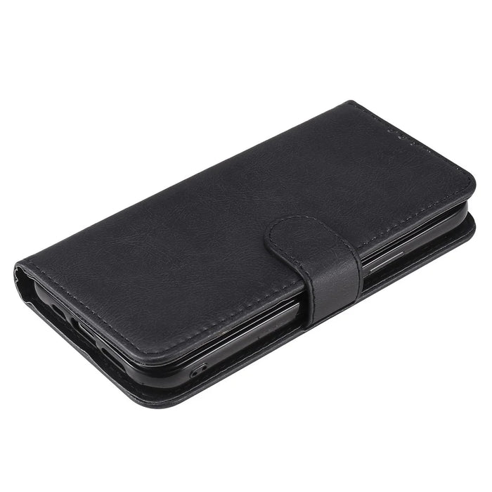 For iPhone 12  / 12 Pro Case 2 in 1 Detachable Magnetic Leather Wallet Mobile Cover with Strap - Black - 5