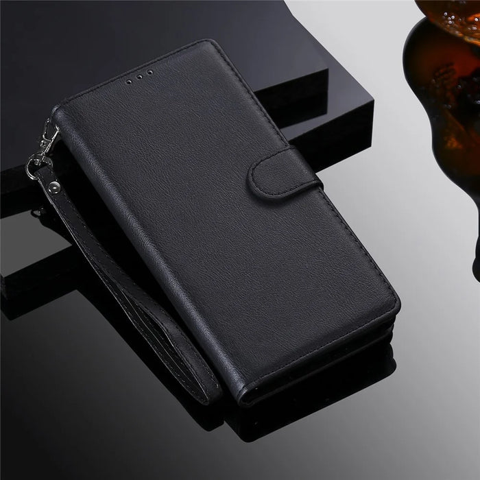 For iPhone 12  / 12 Pro Case 2 in 1 Detachable Magnetic Leather Wallet Mobile Cover with Strap - Black - 7