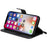 For iPhone X / XS 5.8 inch Case Solid Color Leather Mobile Cover Wallet Stand with Strap - Black - 6