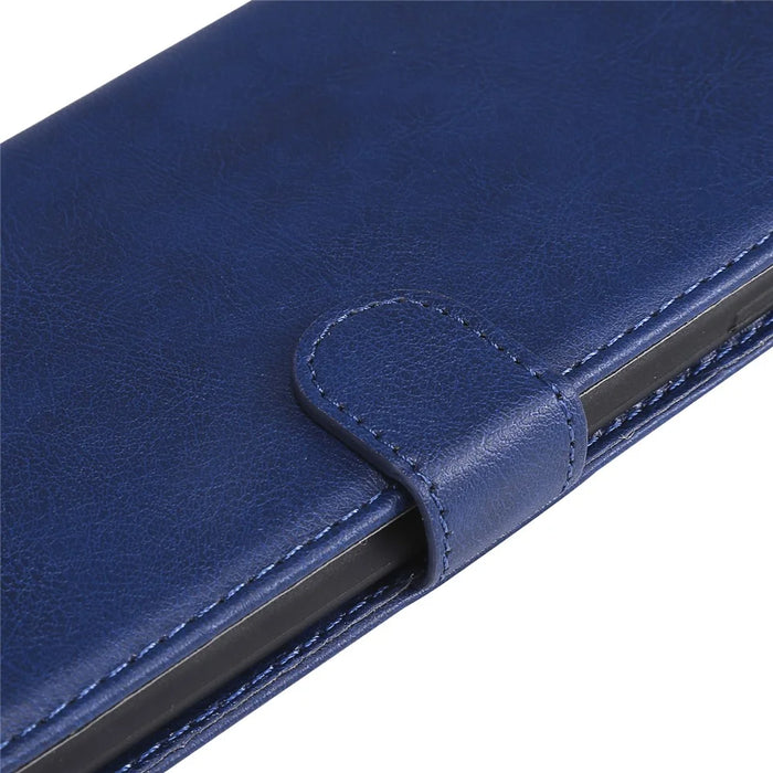 For iPhone 7 Plus 5.5 inch / 8 Plus 5.5 inch Case Solid Color Leather Mobile Cover Wallet Stand with Strap - Blue - 7