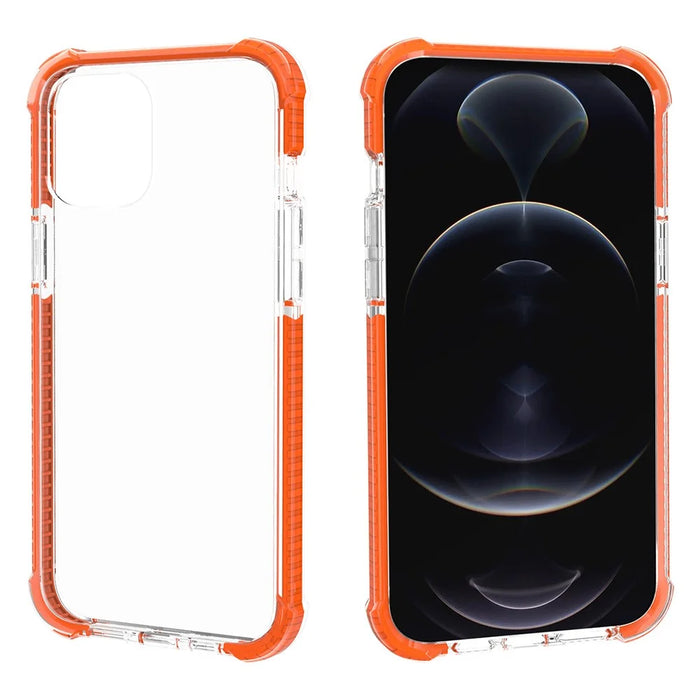 Transparent Acrylic Clear Thickened Four Corners Shockproof Protective Phone Case Cover for Apple iPhone 13 6.1 inch - Orange - 1