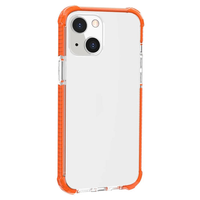 Transparent Acrylic Clear Thickened Four Corners Shockproof Protective Phone Case Cover for Apple iPhone 13 6.1 inch - Orange - 3