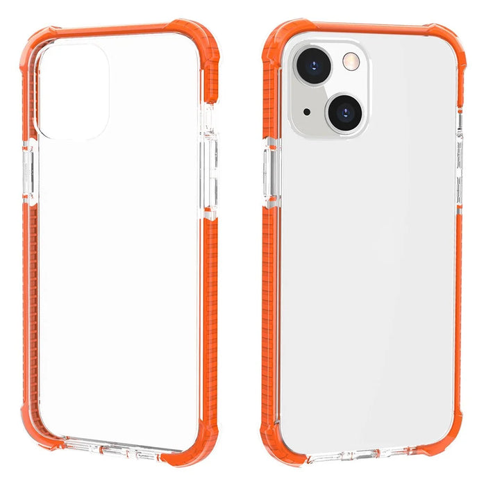 Transparent Acrylic Clear Thickened Four Corners Shockproof Protective Phone Case Cover for Apple iPhone 13 6.1 inch - Orange - 4