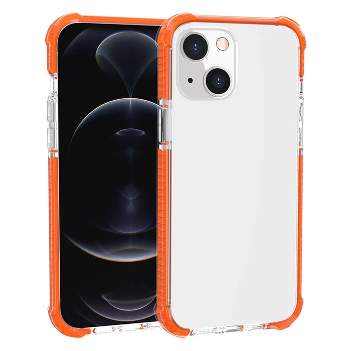 Transparent Acrylic Clear Thickened Four Corners Shockproof Protective Phone Case Cover for Apple iPhone 13 6.1 inch - Orange - 5