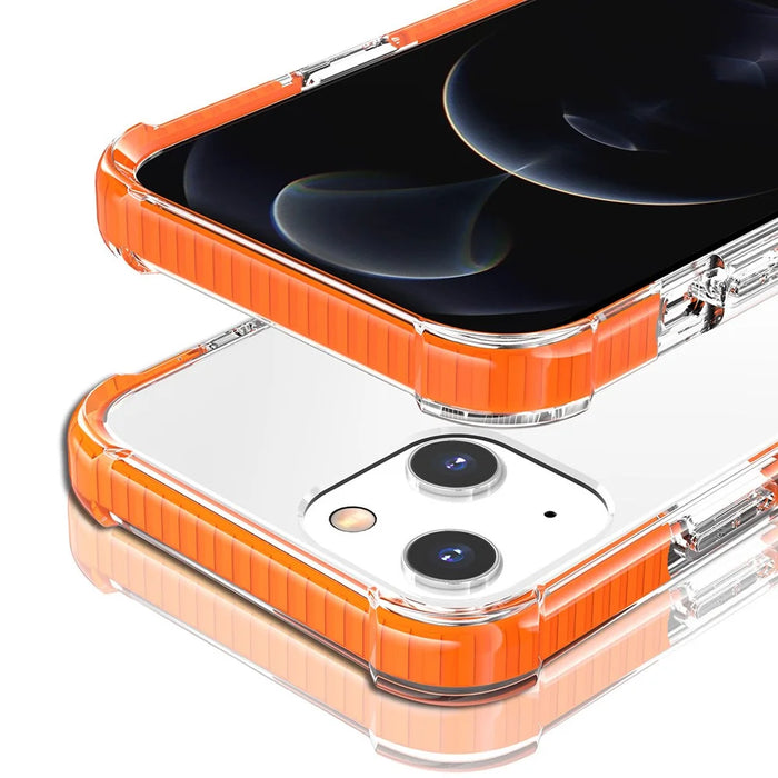 Transparent Acrylic Clear Thickened Four Corners Shockproof Protective Phone Case Cover for Apple iPhone 13 6.1 inch - Orange - 7