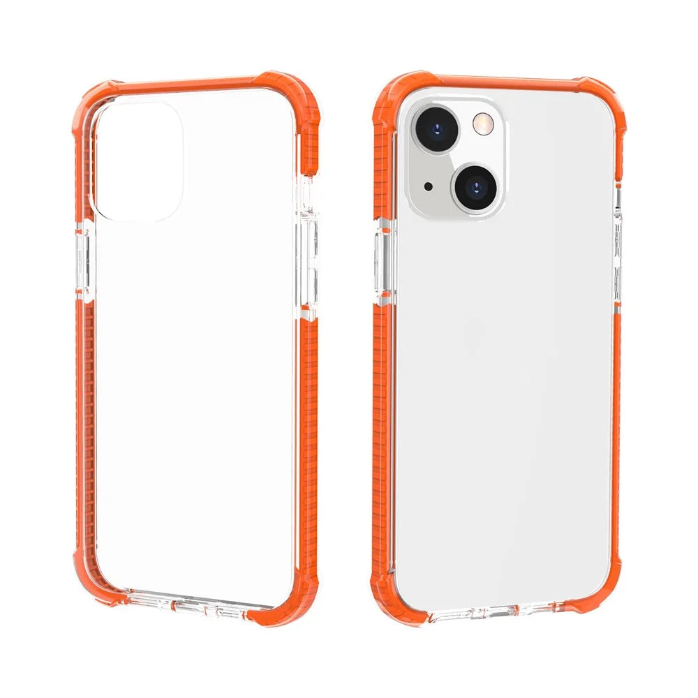 Acrylic Shockproof Protective Transparent Thickened Four Corners Phone Case Case for Apple iPhone 13 mini 5.4 inch - Orange - 1