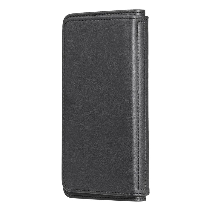 For iPhone 13 Pro Max Leather Case with 10 Card Holder Phone Cover Stand - Black - 3