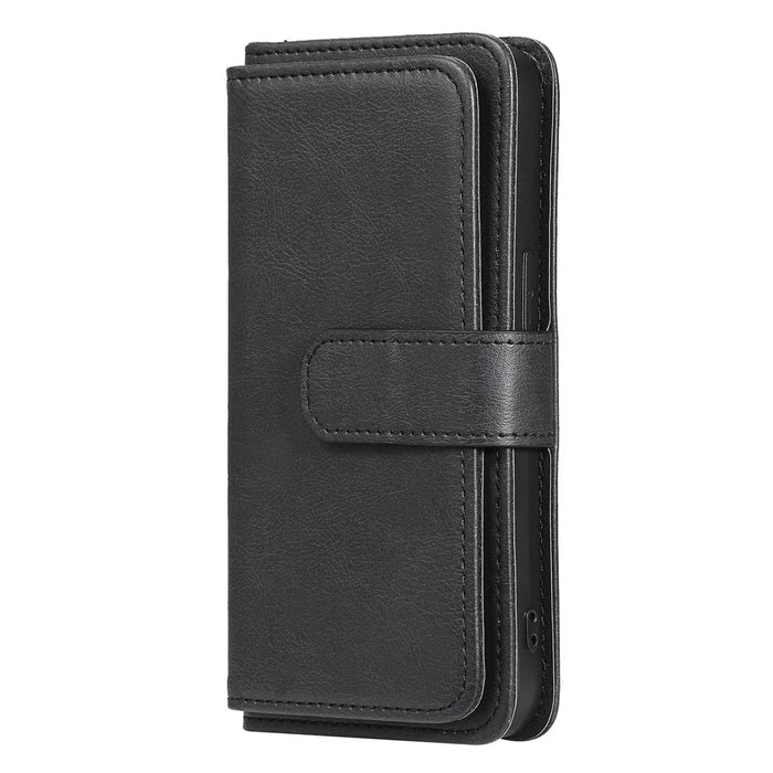For iPhone 13 Pro Leather Case with 10 Card Holder Phone Cover Stand - Black - 2