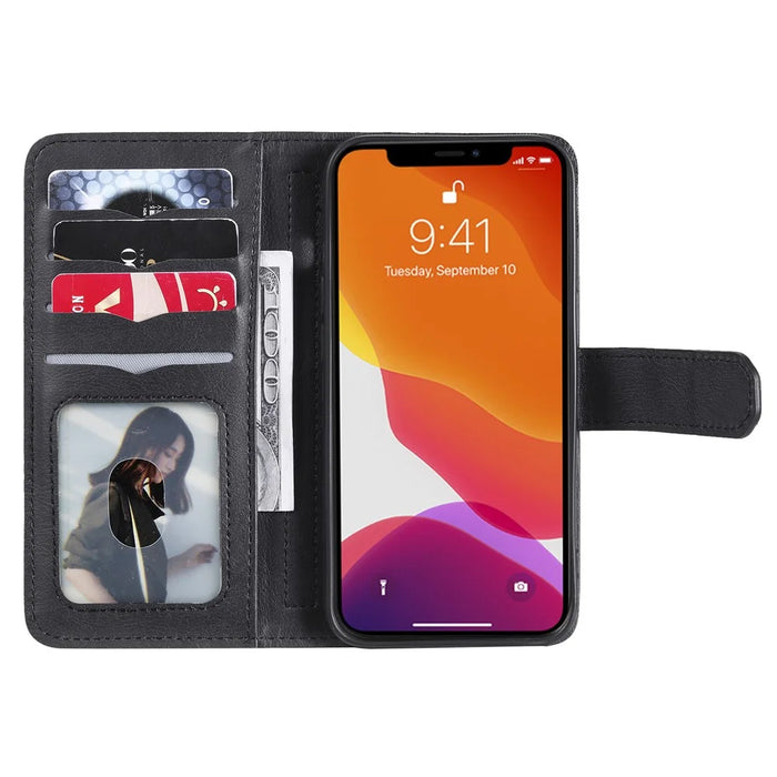 For iPhone 13 Pro Leather Case with 10 Card Holder Phone Cover Stand - Black - 5