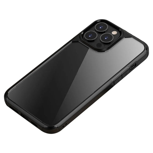IPAKY Royal Series Acrylic + TPU Hybrid Clear Back Double Layer Protection Phone Shell for iPhone 13 Pro Max 6.7 inch - Black - 1
