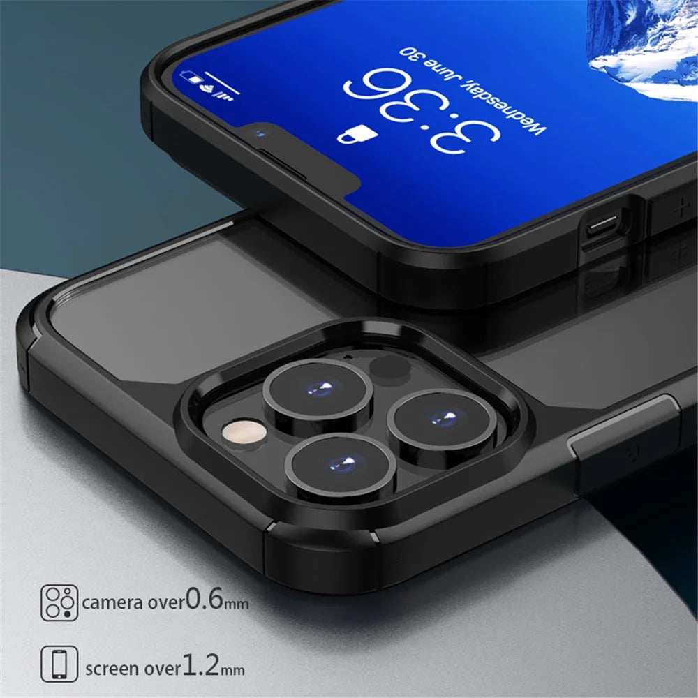 IPAKY Royal Series Acrylic + TPU Hybrid Clear Back Double Layer Protection Phone Shell for iPhone 13 Pro Max 6.7 inch - Black - 3