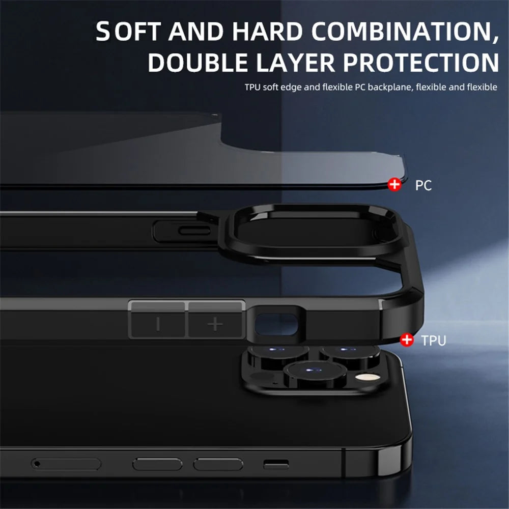 IPAKY Royal Series Acrylic + TPU Hybrid Clear Back Double Layer Protection Phone Shell for iPhone 13 Pro Max 6.7 inch - Black - 4