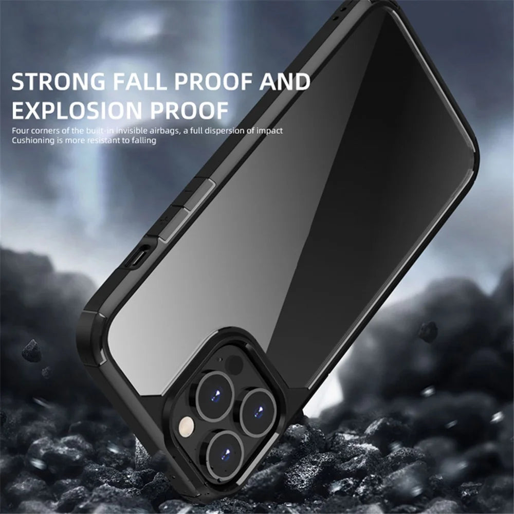 IPAKY Royal Series Acrylic + TPU Hybrid Clear Back Double Layer Protection Phone Shell for iPhone 13 Pro Max 6.7 inch - Black - 5
