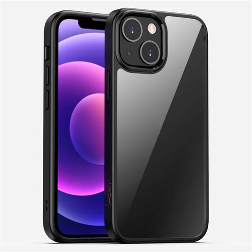 IPAKY PC + TPU Hybrid Cell Phone Case Clear Back Cover Shell Protector for iPhone 13 Pro 6.1 inch - Black - 1