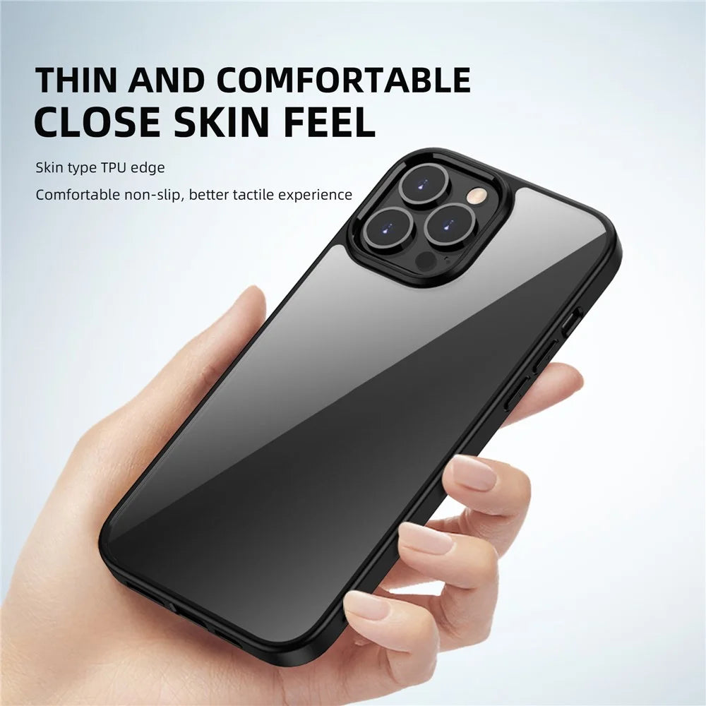IPAKY Transparent PC + TPU Hybrid Case Anti-scratch Phone Back Cover for iPhone 13 Pro Max 6.7 inch - Blue - 3