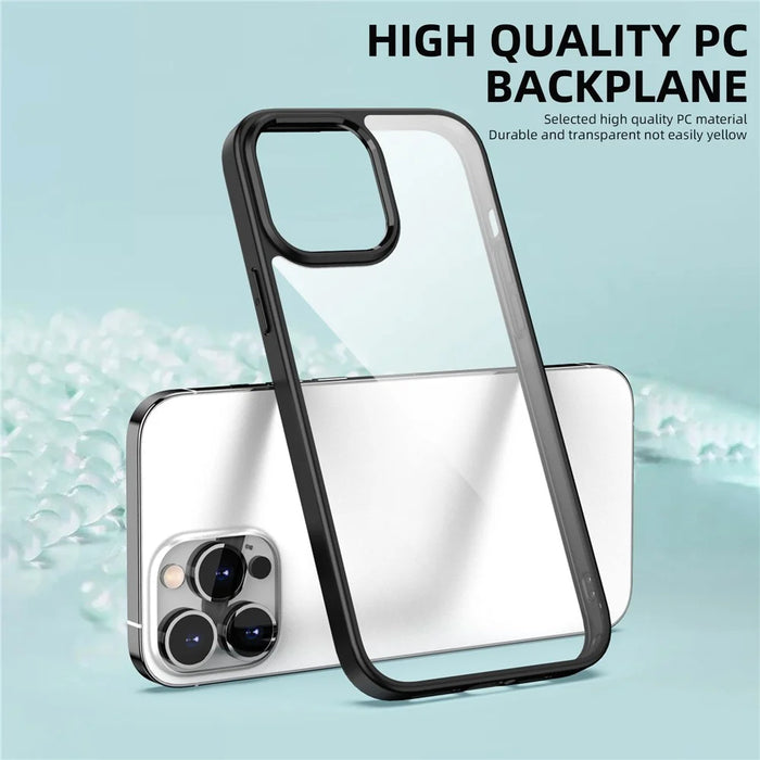 IPAKY Transparent PC + TPU Hybrid Case Anti-scratch Phone Back Cover for iPhone 13 Pro Max 6.7 inch - Blue - 4
