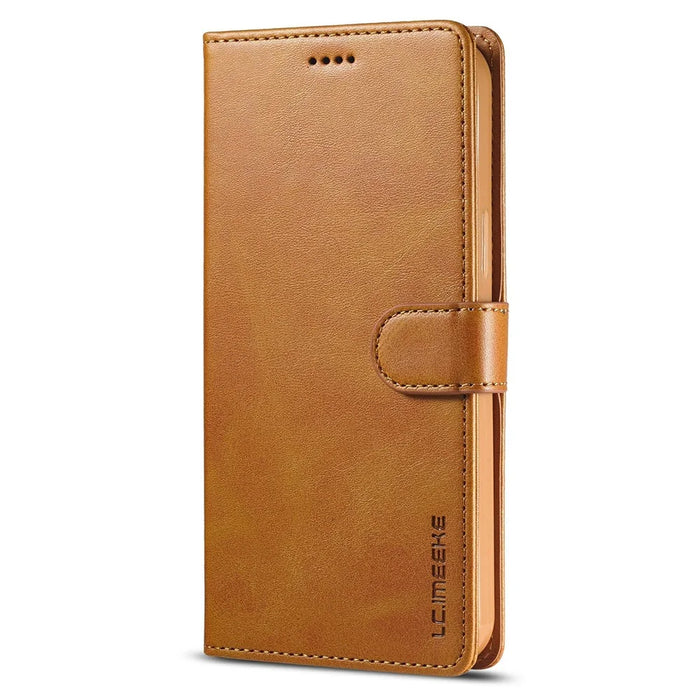 LC.IMEEKE Shockproof PU Leather Phone Shell with Stand Wallet Design for iPhone 13 Pro Max 6.7 inch - Brown - 7