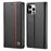 LC.IMEEKE Wallet Stand Leather Case Carbon Fiber Texture Phone Cover for iPhone 13 Pro 6.1 inch - Vertical Red Stripe - 1
