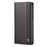 LC.IMEEKE Wallet Stand Leather Case Carbon Fiber Texture Phone Cover for iPhone 13 Pro 6.1 inch - Vertical Red Stripe - 3