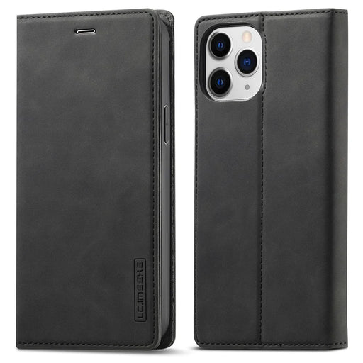LC.IMEEKE LC Strong Magnetic Series Wallet Stand Design Shockproof PU Leather Phone Case Cover for iPhone 13 Pro 6.1 inch - Black - 1