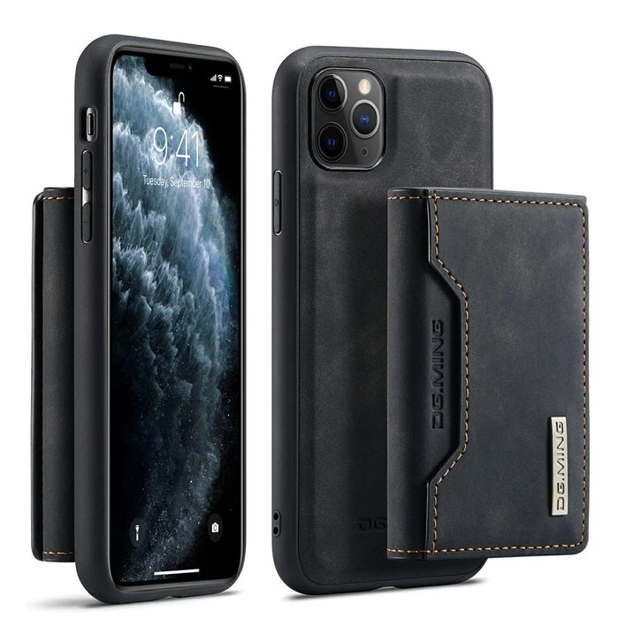 DG.MING M2 Series Anti-Fall Magnetic Wallet All-Inclusive Hybrid Case for iPhone 11 Pro 5.8 inch - Black - 1