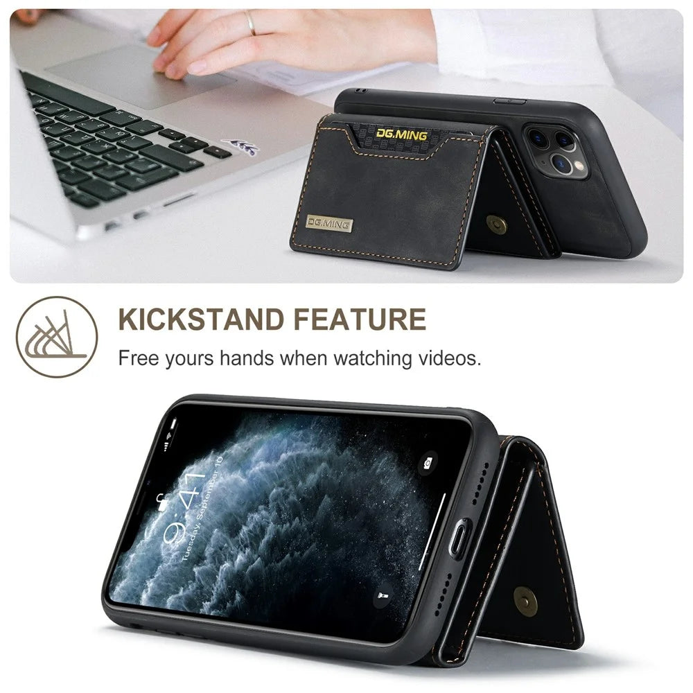 DG.MING M2 Series Anti-Fall Magnetic Wallet All-Inclusive Hybrid Case for iPhone 11 Pro 5.8 inch - Black - 2