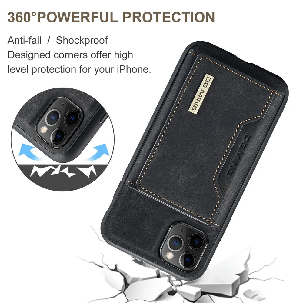 DG.MING M2 Series Anti-Fall Magnetic Wallet All-Inclusive Hybrid Case for iPhone 11 Pro 5.8 inch - Black - 3