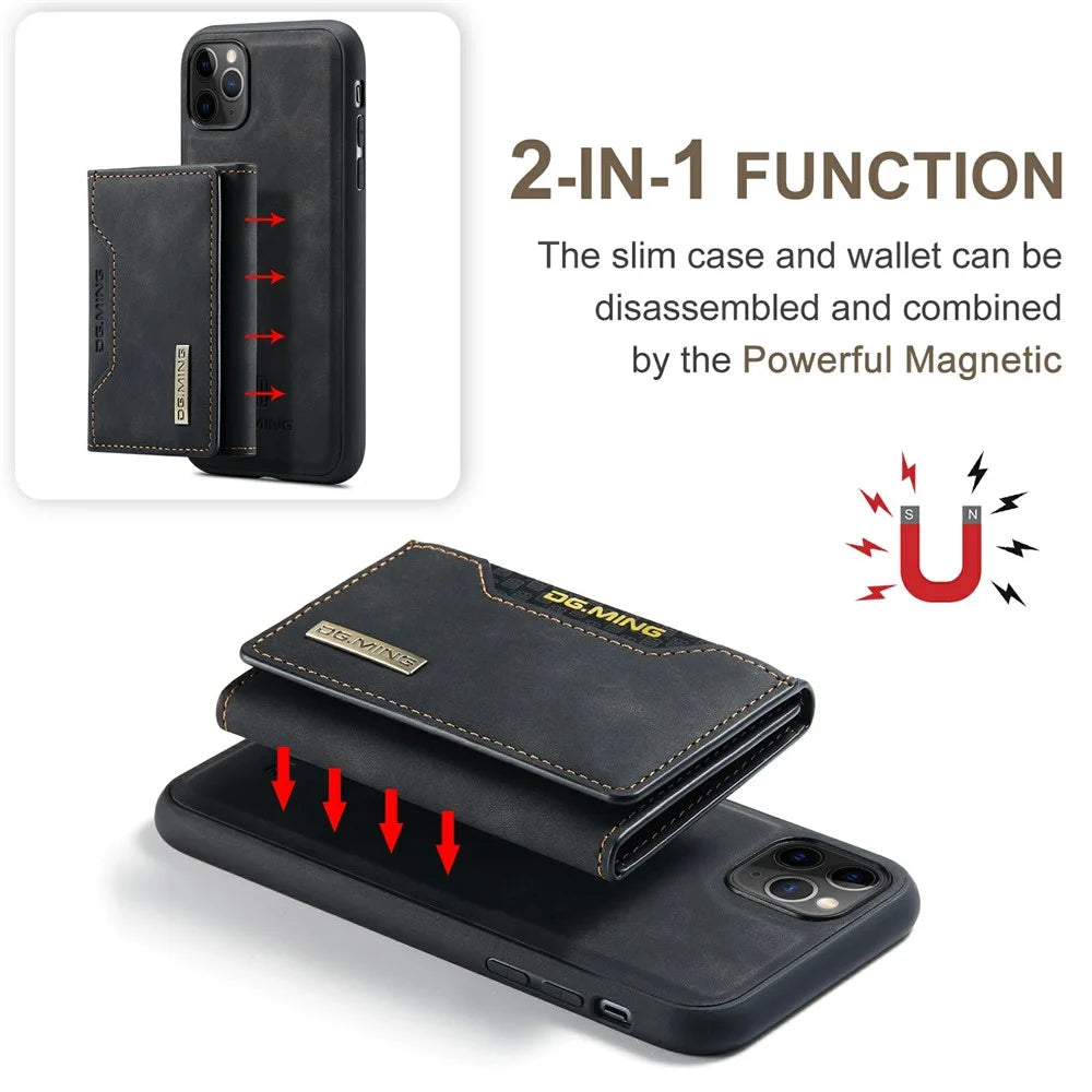 DG.MING M2 Series Anti-Fall Magnetic Wallet All-Inclusive Hybrid Case for iPhone 11 Pro 5.8 inch - Black - 4