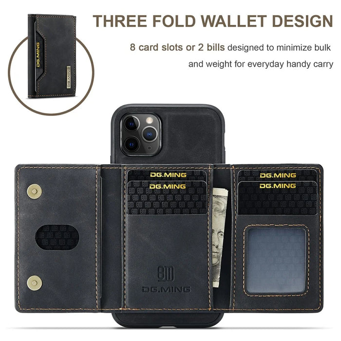 DG.MING M2 Series Anti-Fall Magnetic Wallet All-Inclusive Hybrid Case for iPhone 11 Pro 5.8 inch - Black - 5