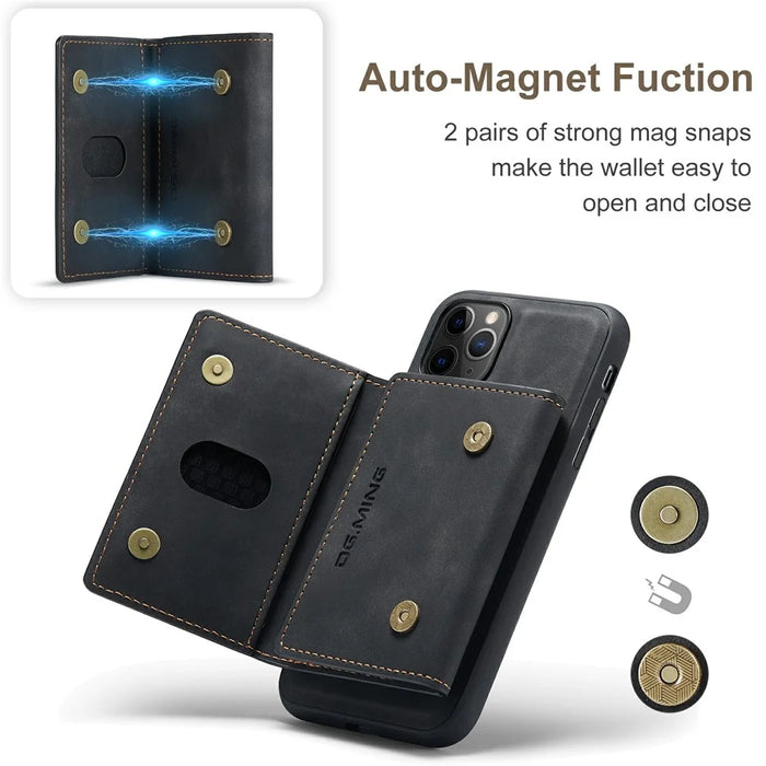 DG.MING M2 Series Anti-Fall Magnetic Wallet All-Inclusive Hybrid Case for iPhone 11 Pro 5.8 inch - Black - 6