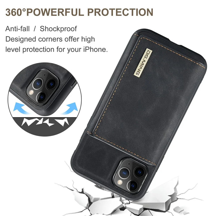 DG.MING M1 Series Phone Case PU + TPU + PC Back Cover with Magnetic Tri-Fold Wallet Kickstand for iPhone 11 Pro 5.8 inch - Black - 3