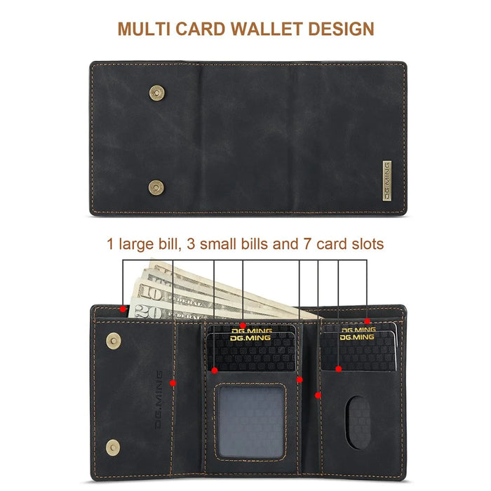 DG.MING M1 Series Phone Case PU + TPU + PC Back Cover with Magnetic Tri-Fold Wallet Kickstand for iPhone 11 Pro 5.8 inch - Black - 7