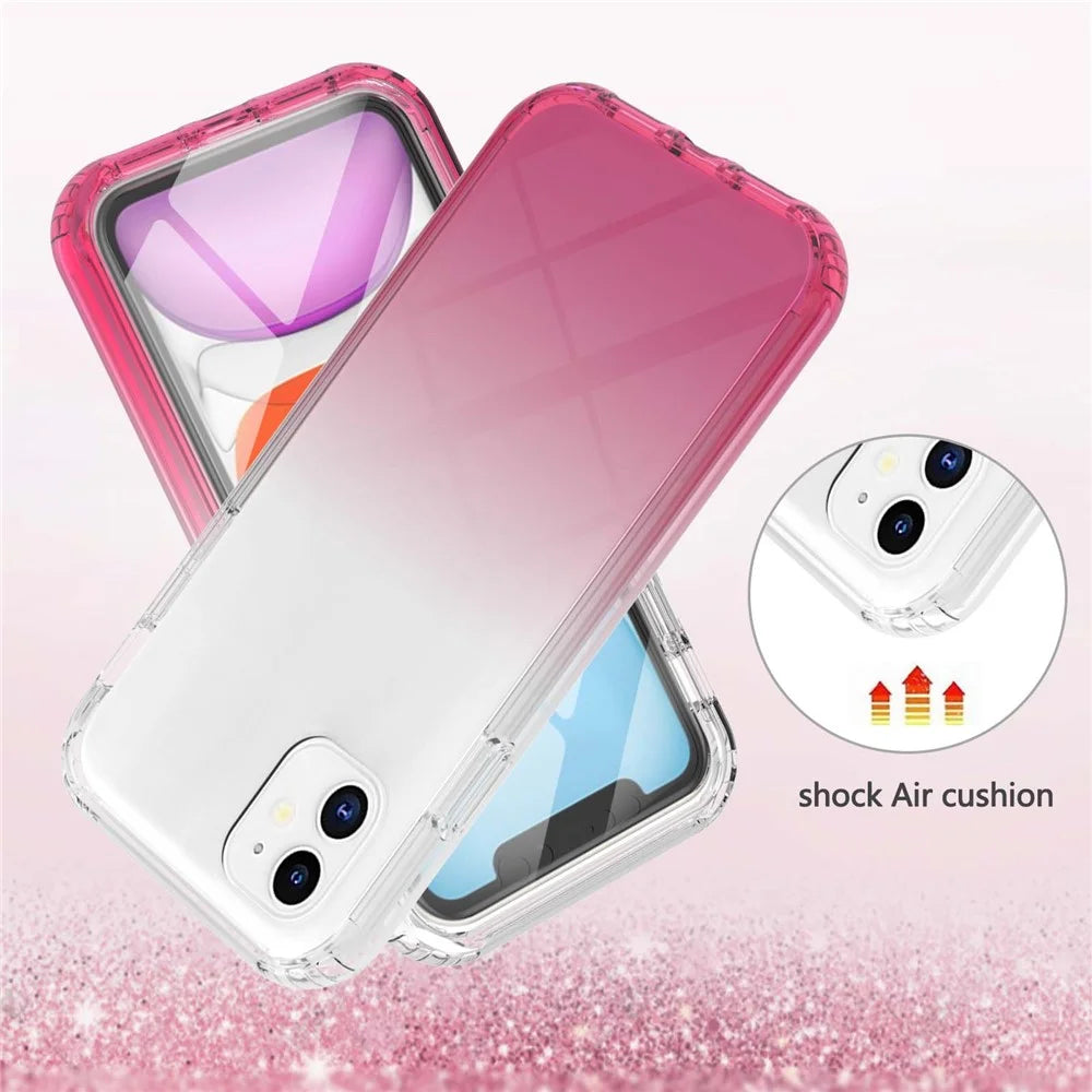 LA1 Series PC Bumper + TPU Back Panel + PET Film 3-in-1 Well-Protected Gradient Color Phone Shell Case for iPhone 11 6.1 inch - Red - 2