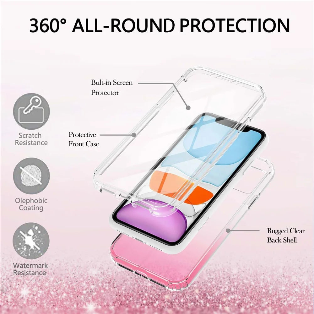 LA1 Series PC Bumper + TPU Back Panel + PET Film 3-in-1 Well-Protected Gradient Color Phone Shell Case for iPhone 11 6.1 inch - Red - 4