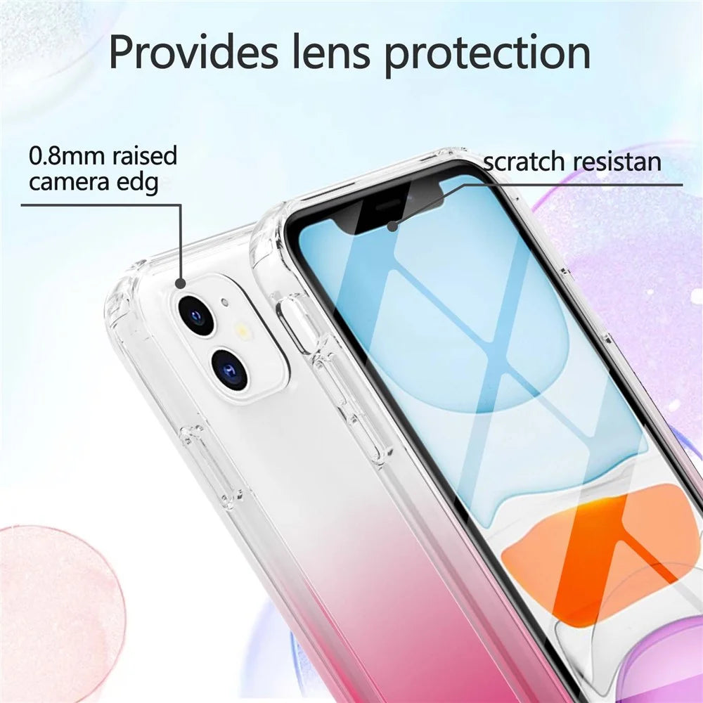 LA1 Series PC Bumper + TPU Back Panel + PET Film 3-in-1 Well-Protected Gradient Color Phone Shell Case for iPhone 11 6.1 inch - Red - 5