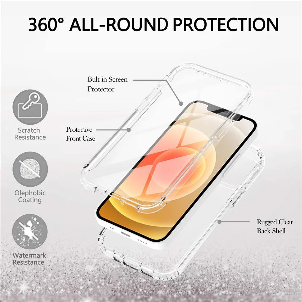 LA1 Series 3-in-1 Full Body Protection Shock Absorption Gradient Color Hard PC Frame + Soft TPU Back Protective Phone Case Built-in PET Screen Protector for Apple iPhone 12 mini 5.4 inch - Transparent - 4