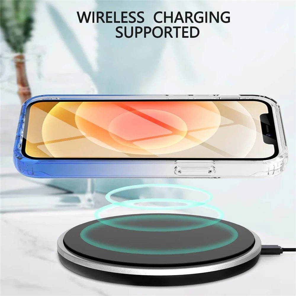 LA1 Series 3-in-1 Full Body Protection Shock Absorption Gradient Color Hard PC Frame + Soft TPU Back Protective Phone Case Built-in PET Screen Protector for Apple iPhone 12 mini 5.4 inch - Transparent - 5