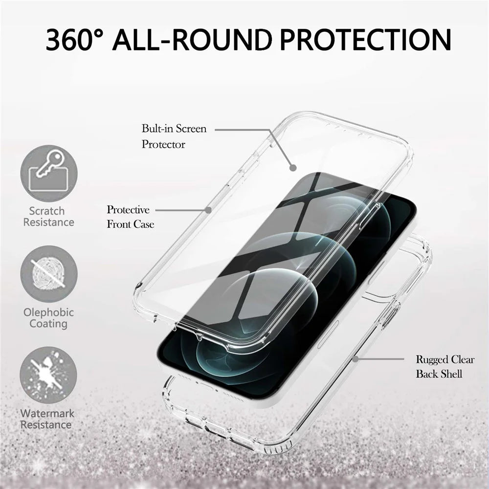 LA1 Series Gradient Color Full Protection 3-in-1 Shockproof Hard PC Frame + Soft TPU Back Protective Phone Case Built-in PET Screen Protector for Apple iPhone 12/12 Pro 6.1 inch - Transparent - 4