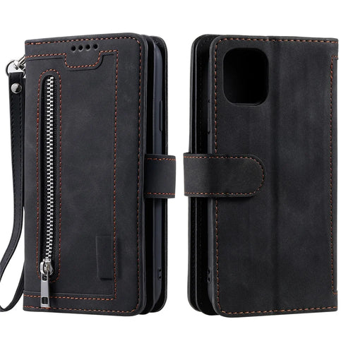 9 Card Slots Wallet Design Full Protection Phone Stand Case Cover for iPhone 13 Pro Max 6.7 inch - Black - 1
