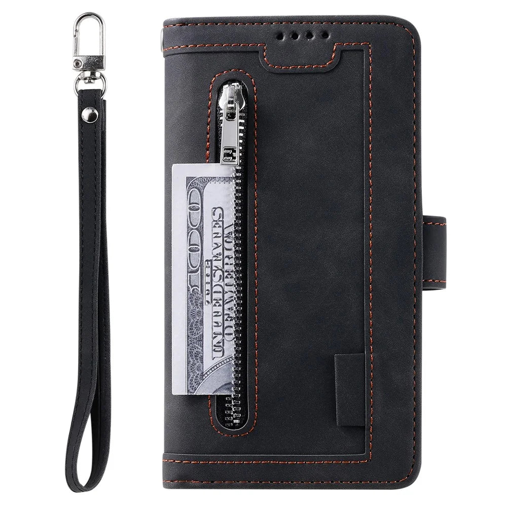 9 Card Slots Wallet Design Full Protection Phone Stand Case Cover for iPhone 13 Pro Max 6.7 inch - Black - 2