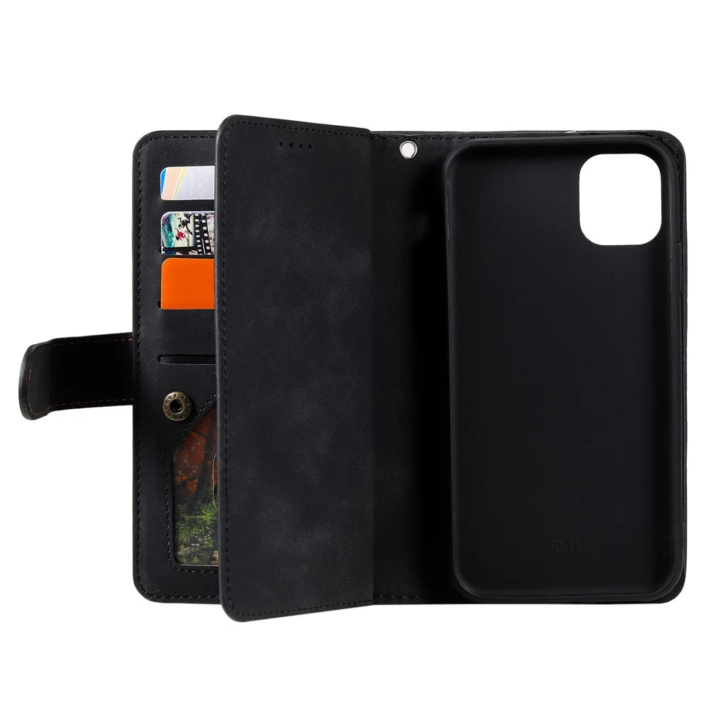 9 Card Slots Wallet Design Full Protection Phone Stand Case Cover for iPhone 13 Pro Max 6.7 inch - Black - 5