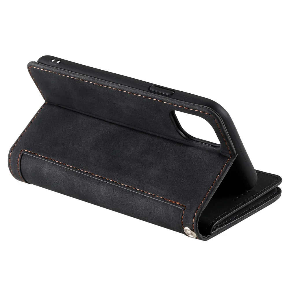 9 Card Slots Wallet Design Full Protection Phone Stand Case Cover for iPhone 13 Pro Max 6.7 inch - Black - 6