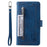 9 Card Slots Design Leather Wallet Stand Phone Case Shell with Wrist Strap for iPhone 13 mini 5.4 inch - Blue - 2