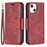 Solid Color Leather Wallet Case Phone Shell with Strap for iPhone 13 mini 5.4 inch - Red - 1