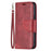 Solid Color Leather Wallet Case Phone Shell with Strap for iPhone 13 mini 5.4 inch - Red - 2