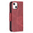 Solid Color Leather Wallet Case Phone Shell with Strap for iPhone 13 mini 5.4 inch - Red - 3