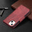 Solid Color Leather Wallet Case Phone Shell with Strap for iPhone 13 mini 5.4 inch - Red - 7