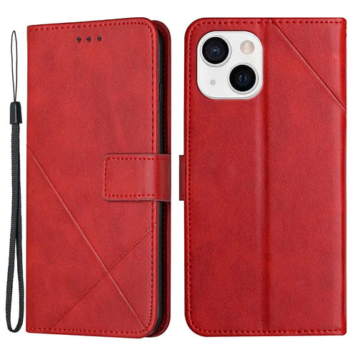 All-round Protection Solid Color Wallet PU Leather Phone Cover with Stand and Magnetic Clasp for Apple iPhone 13 6.1 inch - Red - 1
