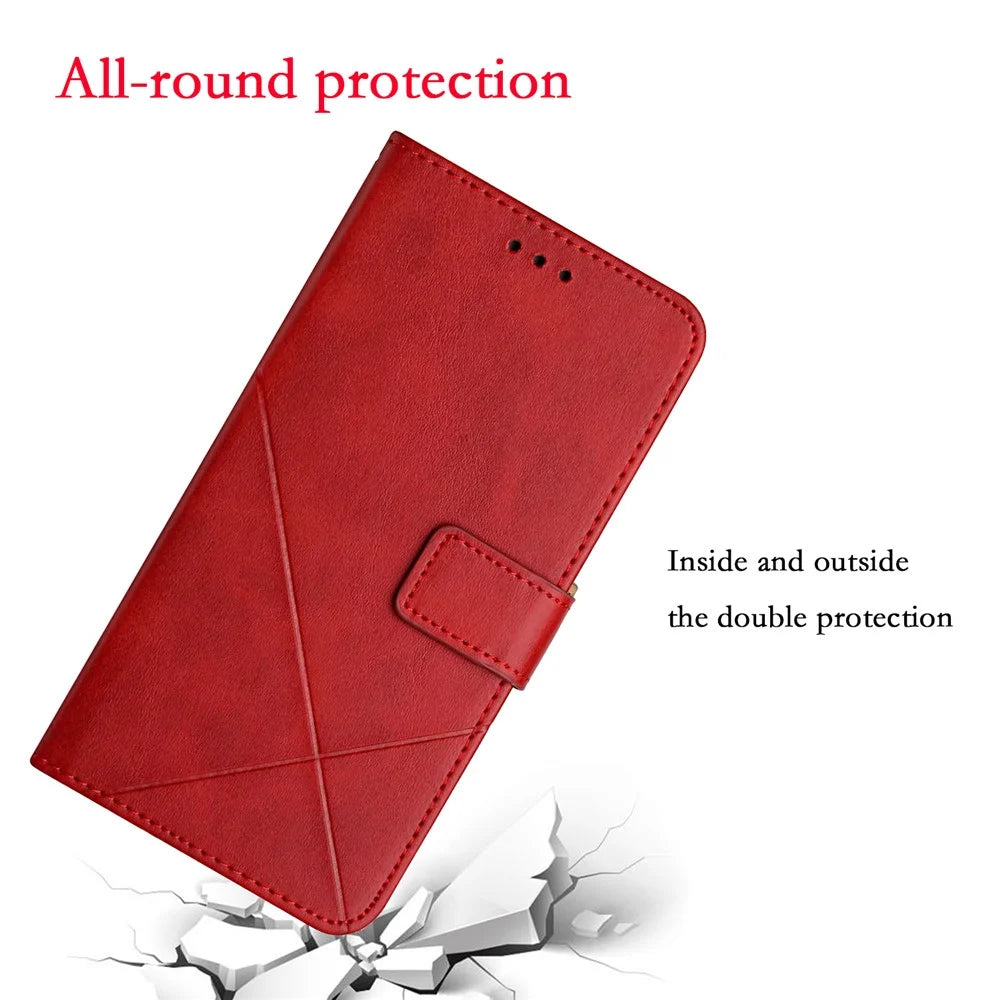 All-round Protection Solid Color Wallet PU Leather Phone Cover with Stand and Magnetic Clasp for Apple iPhone 13 6.1 inch - Red - 3
