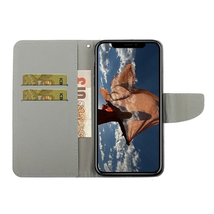 Pattern Printing Leather Wallet Stand Folio Flip Phone Shell Case for iPhone 13 6.1 inch - Chrysanthemum - 5